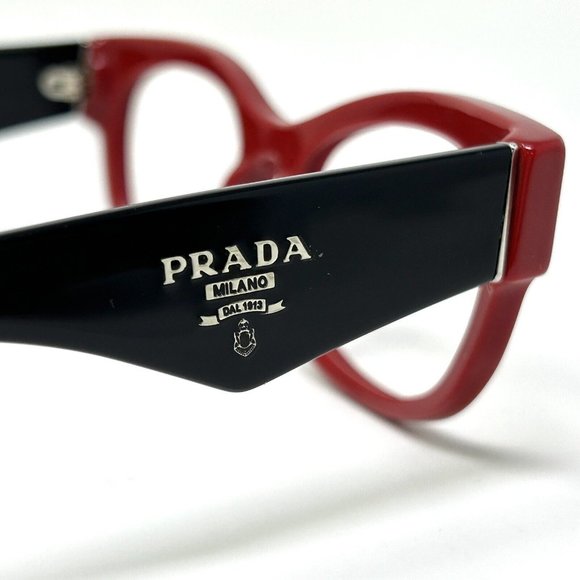 PRADA VPR13Q Eyeglasses in color SMN 1O1 Eyeglasses Frames Italy Red Black 52 mm - Picture 8 of 14